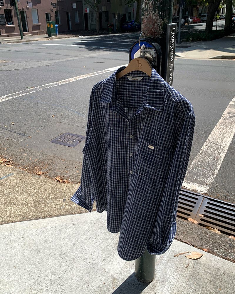 [ORIGINAL] Burnett Seersucker Check Oversized Shirt