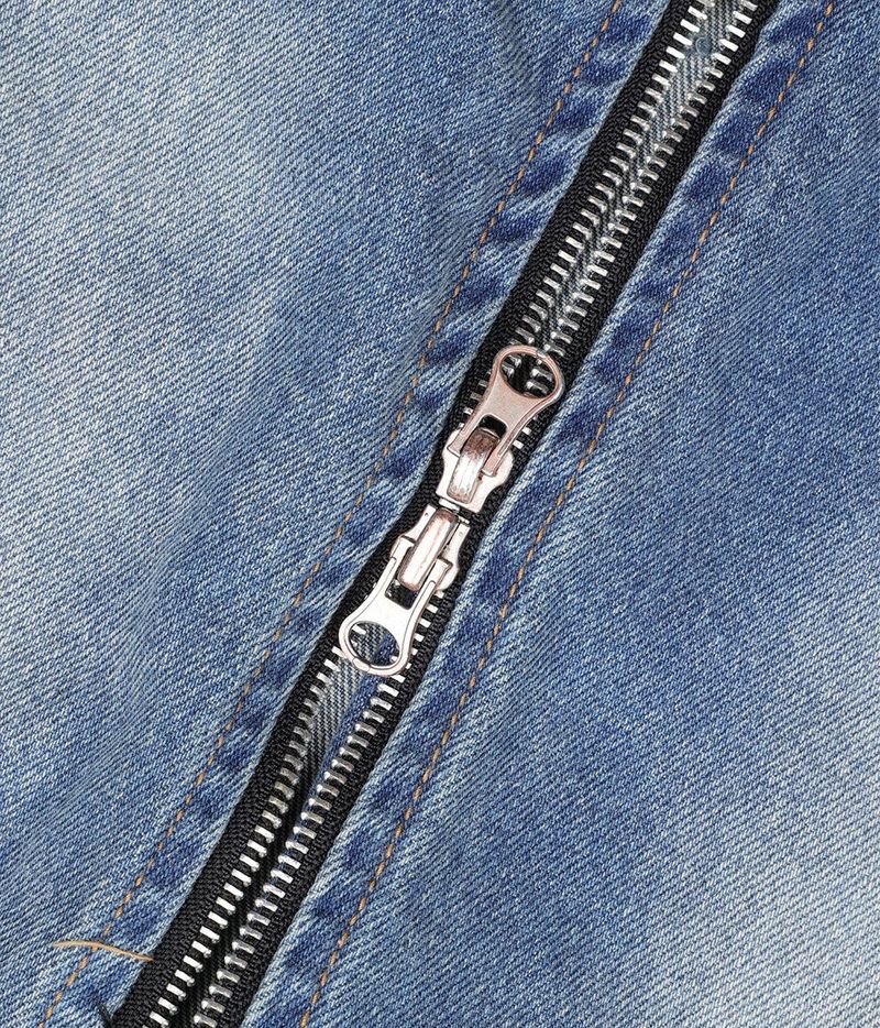 Washed Crop Track Denim Jacket - Deep Blue