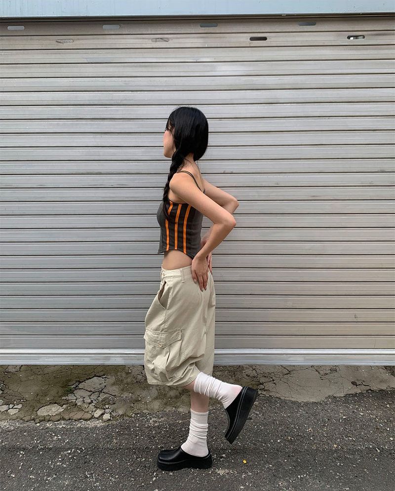 Snap big cargo bermuda pants