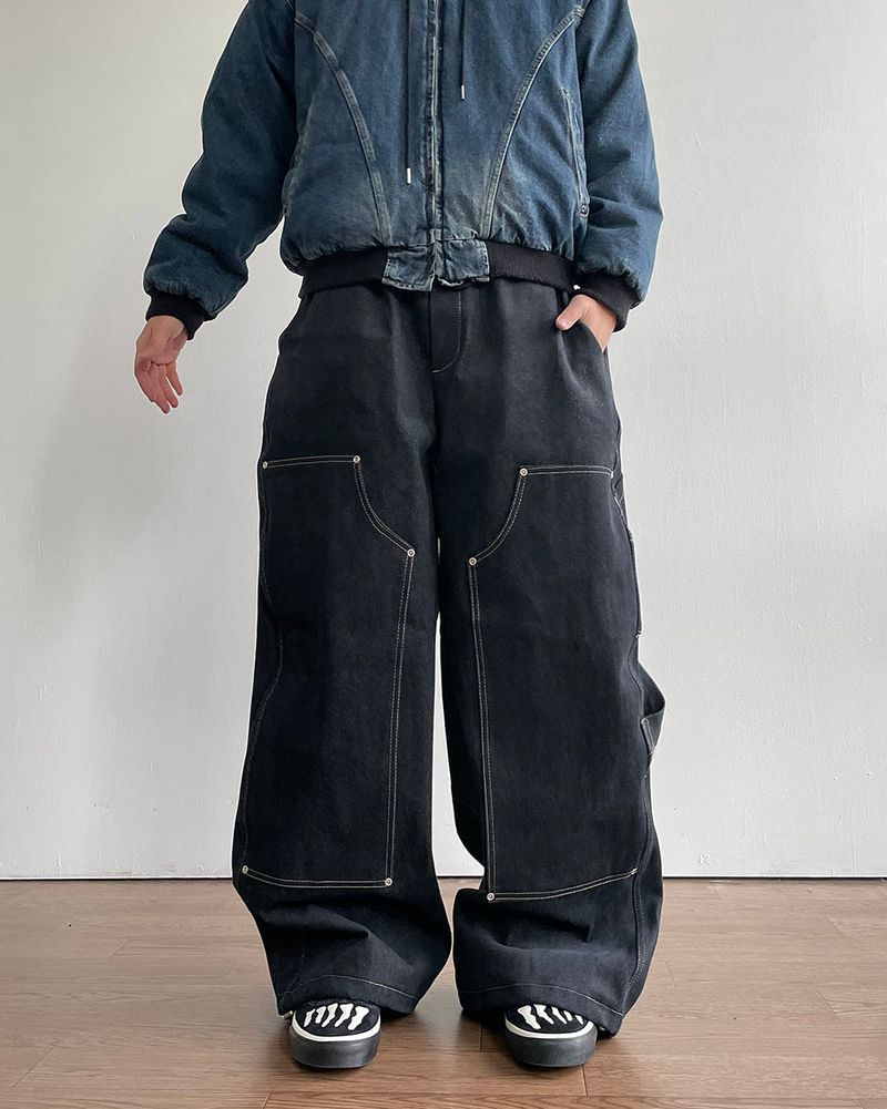 Road napping denim pants