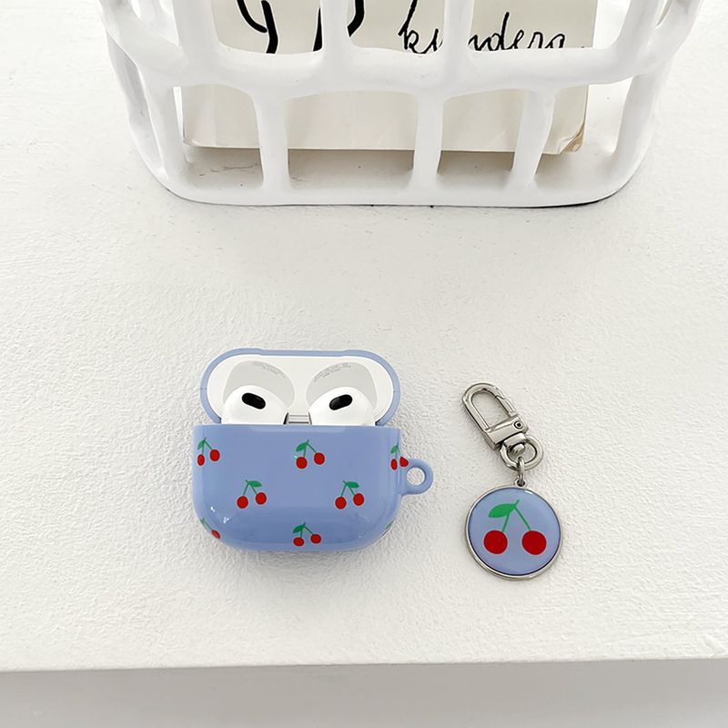 cherry glossy airpods case(conflower blue)