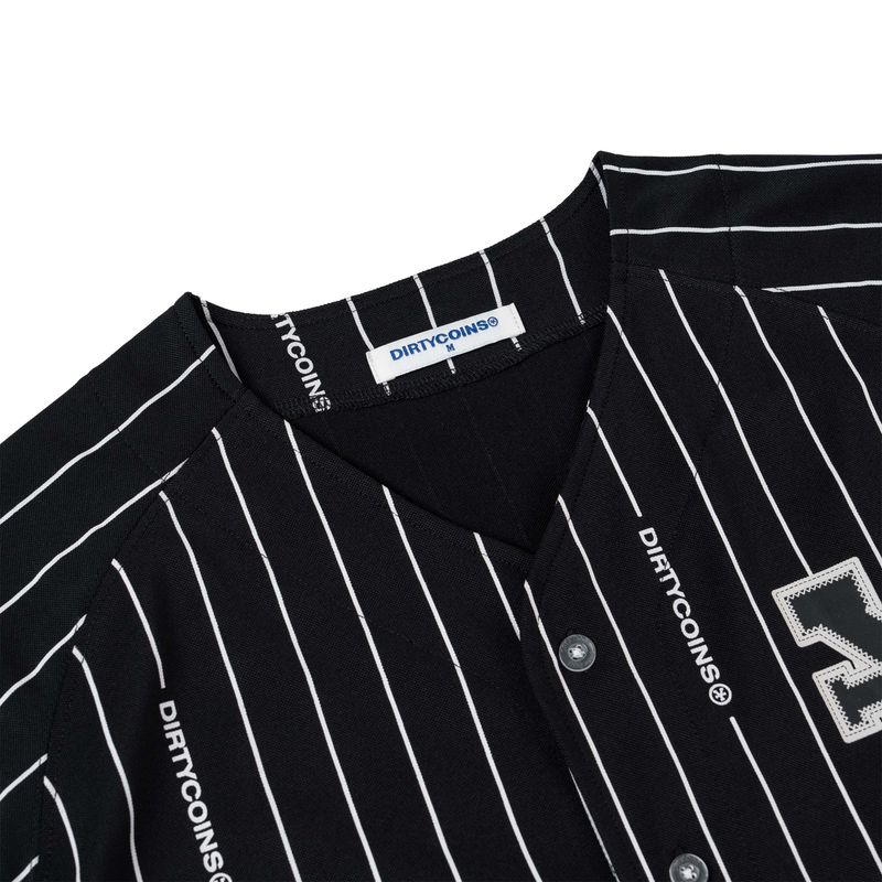 Baseball Jersey White Striped - Black