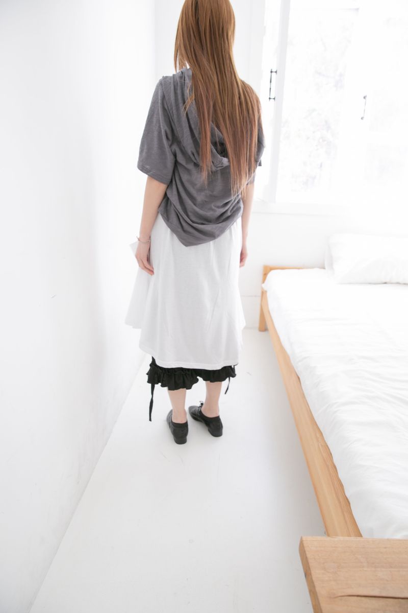 slub off-shoulder hood top(2colors)