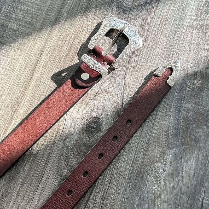 Burgundy Engraved Belt