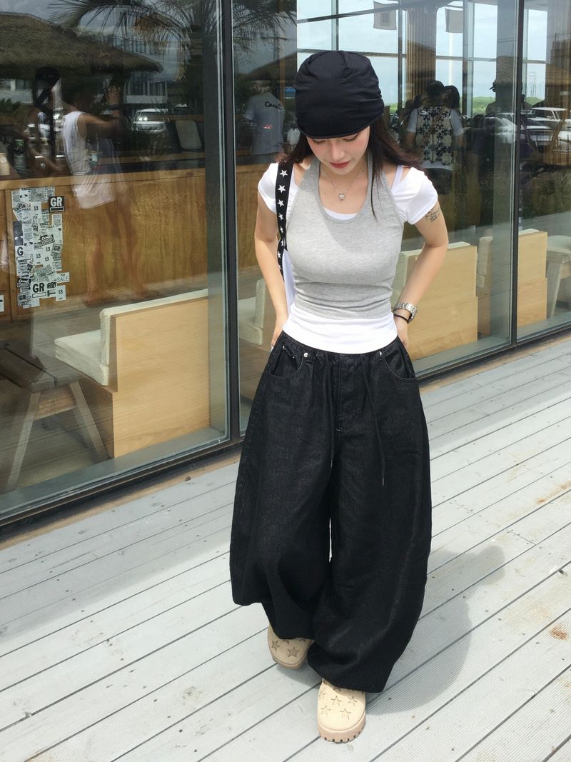 Deep green banding balloon pants (2c)