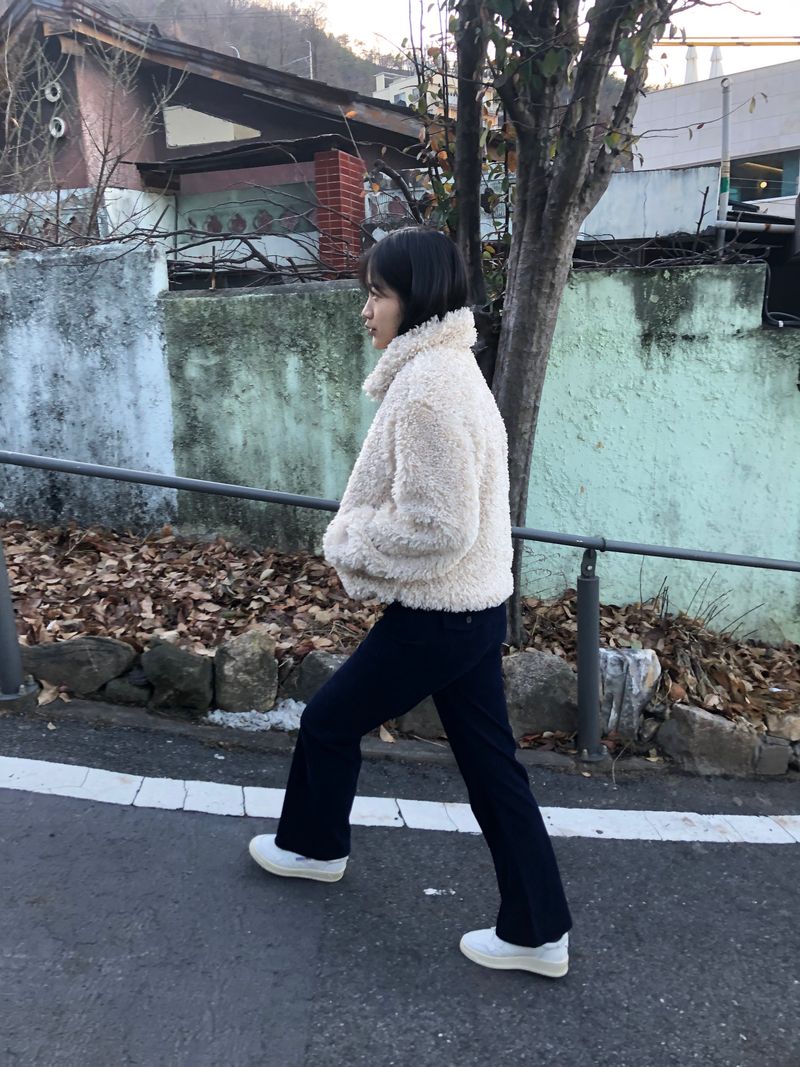 Wild fur collar jacket
