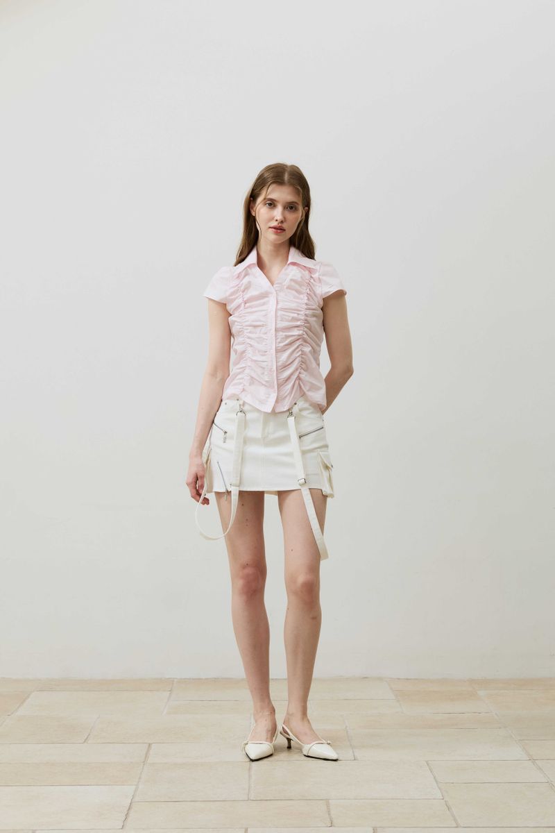 SYLPH SHIRRING SHIRT / PINK
