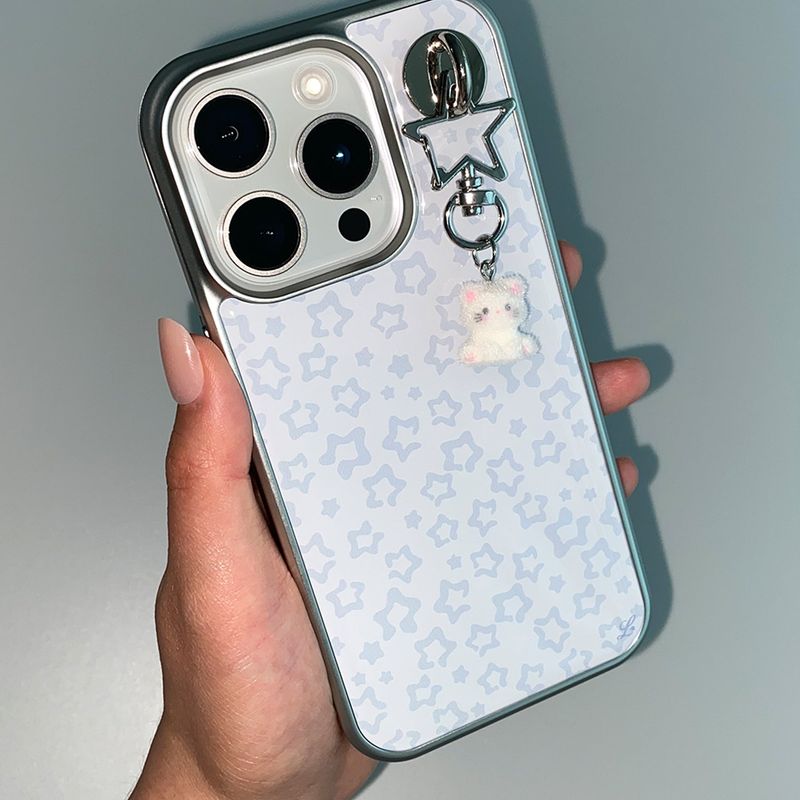 [MADE] STAR LEOPARD PHONE CASE GREY (epoxy silver bumper)