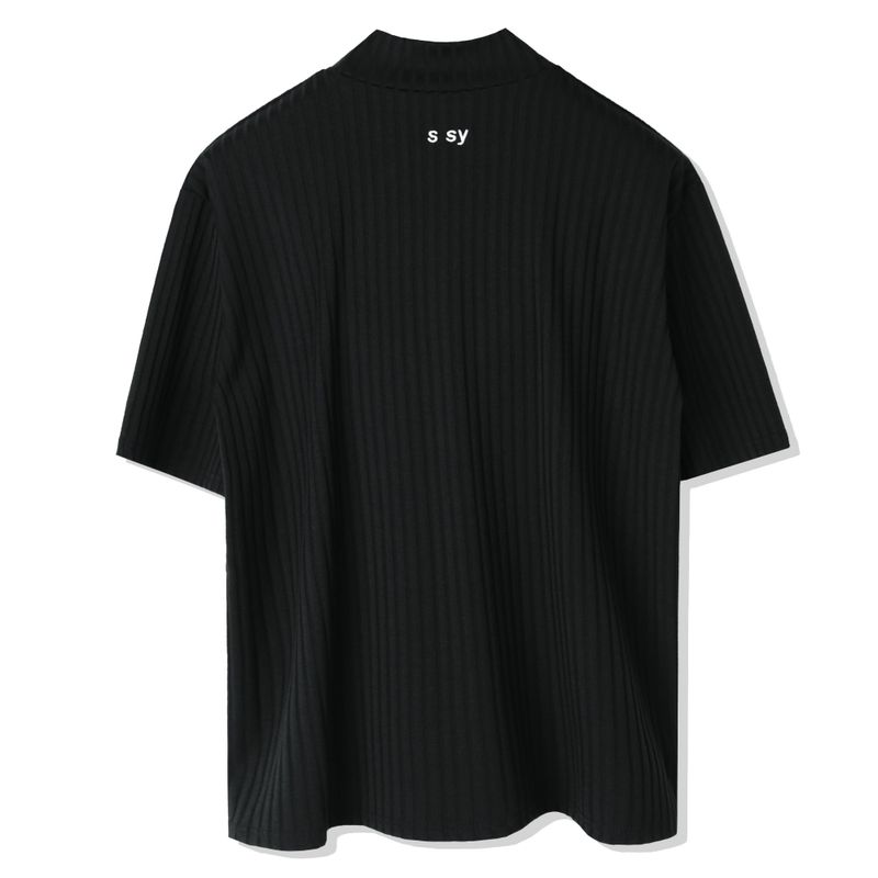 MOCK NECK HALF T-SHIRT BLACK