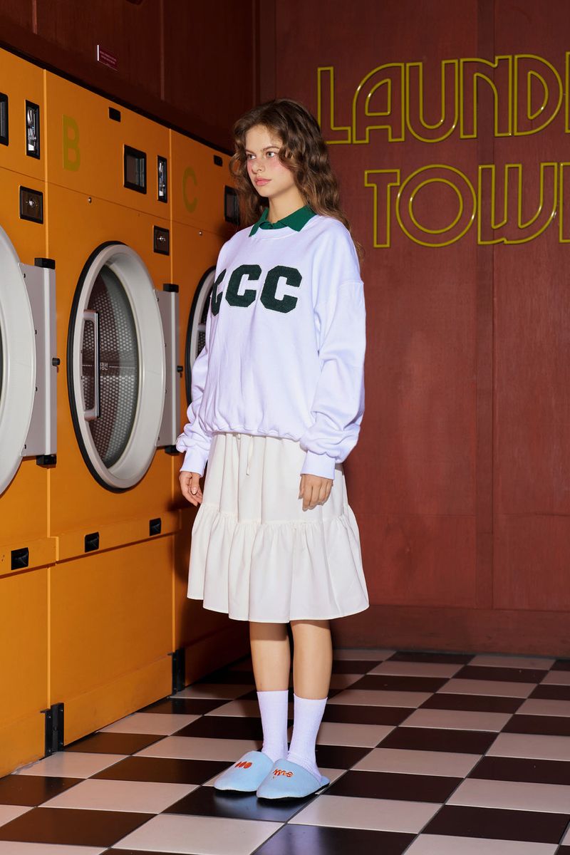 CCC Green Patch Sweatshirt / White [Unisex]