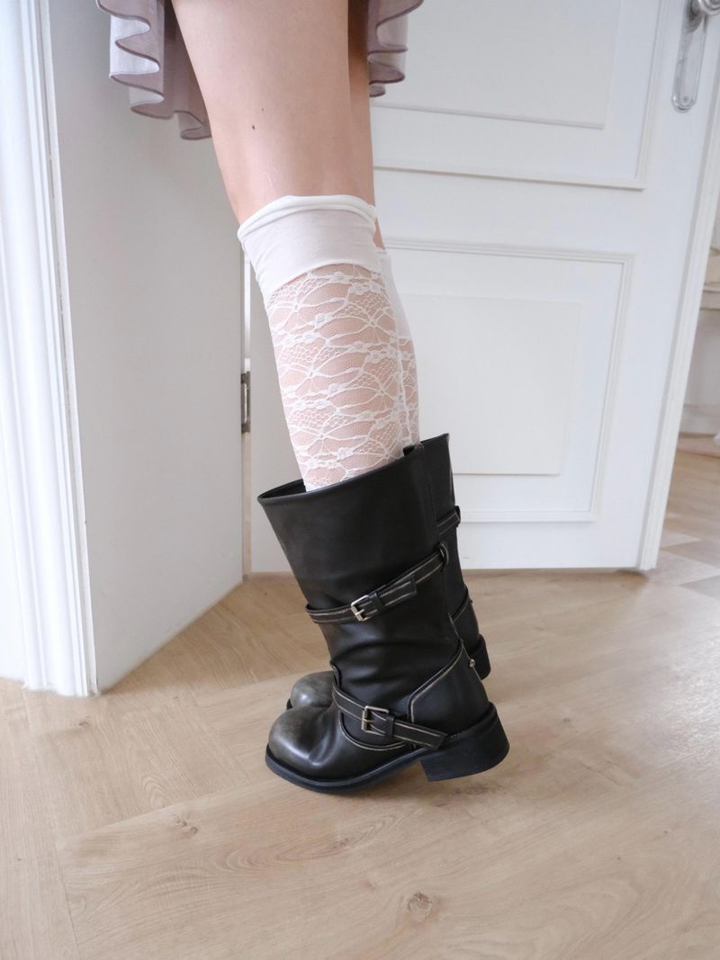 vintage washed biker boots