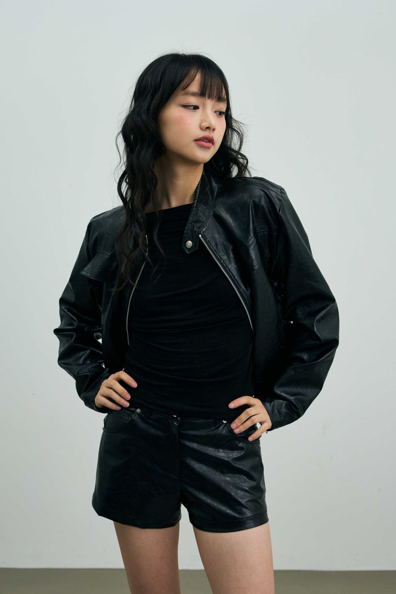 CLARI FAUX LEATHER JACKET / BLACK