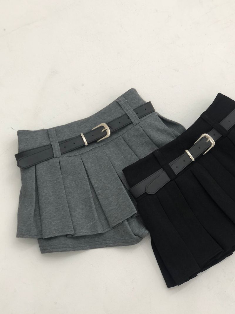 Belt Two-buckle Mini Skirt Pants