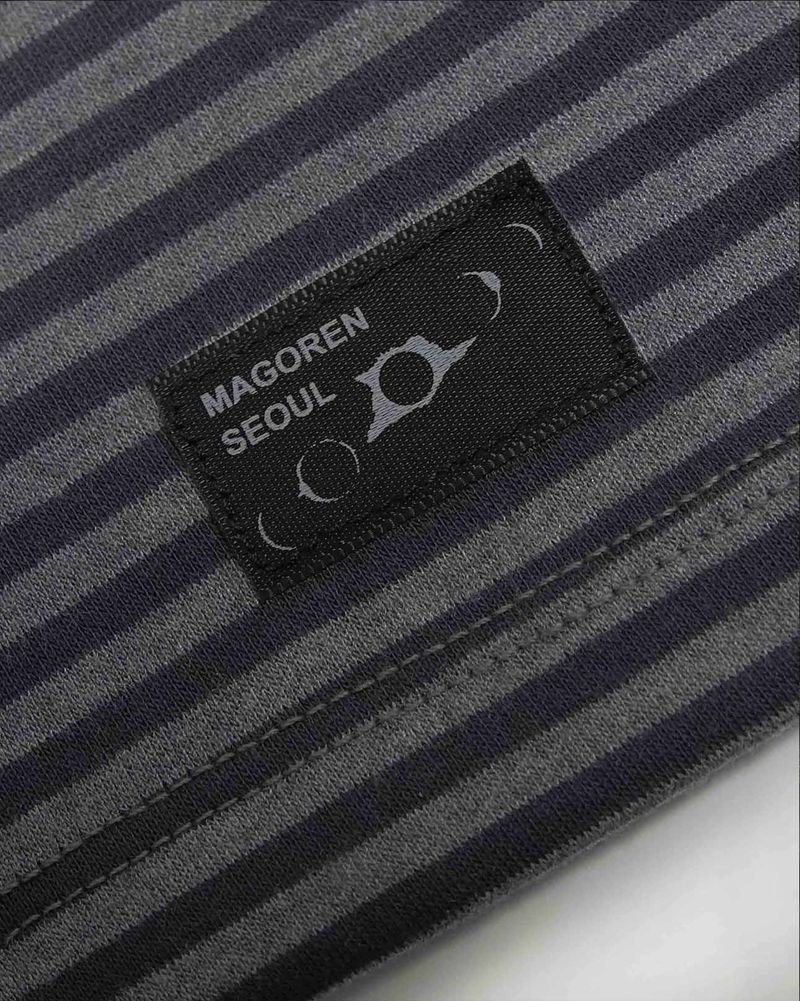 Henry Neck Long Sleeve Stripe Charcoal