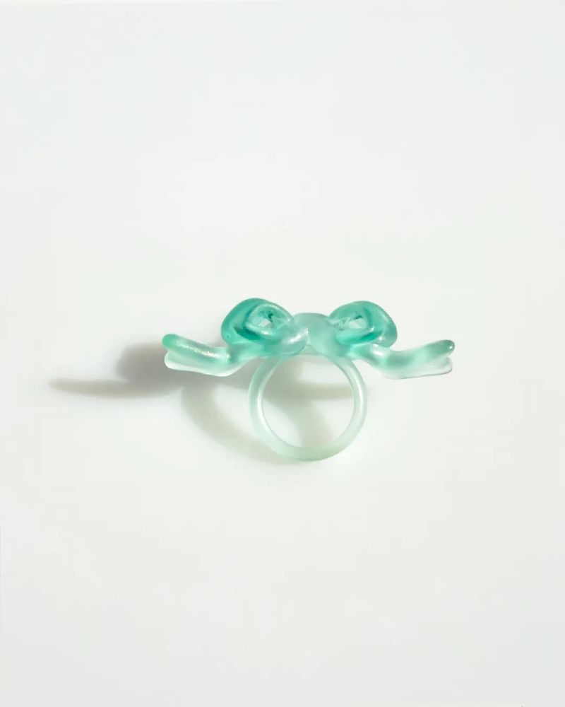 Jelly Ribbon Wing Ring - Matte Mint