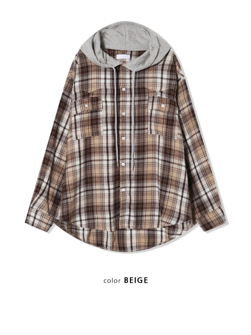 LMN Er Western Checkered Hooded Shirt (3 colors)