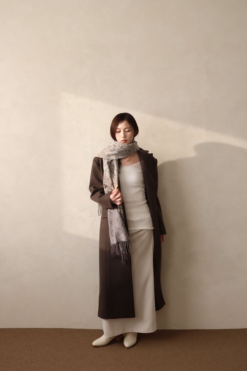 百合 Oriental paisley muffler (Gray)