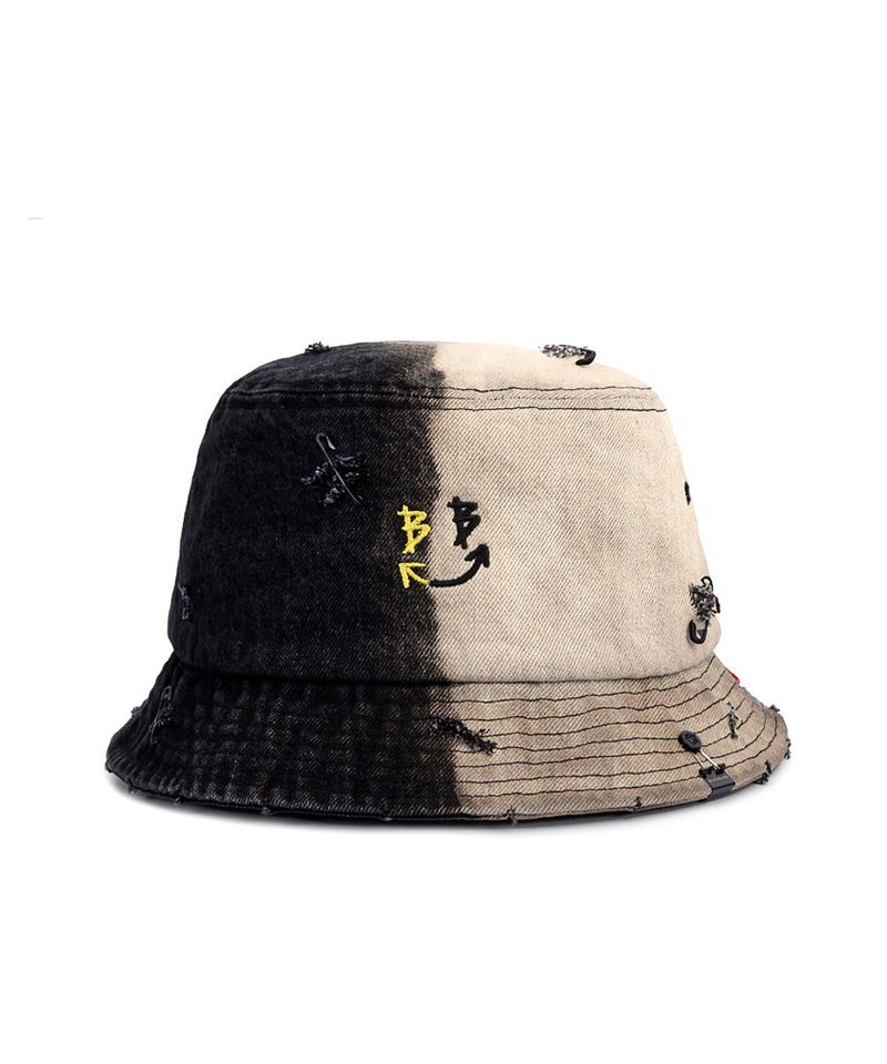 BLACKBLOND(ブラックブロンド)の「BBD Division Smile Logo Denim Bucket Hat (Black)(Hats)」