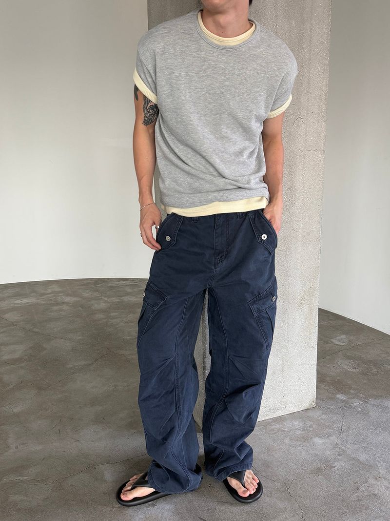 Dyeing washed curved cargo pants(3color)