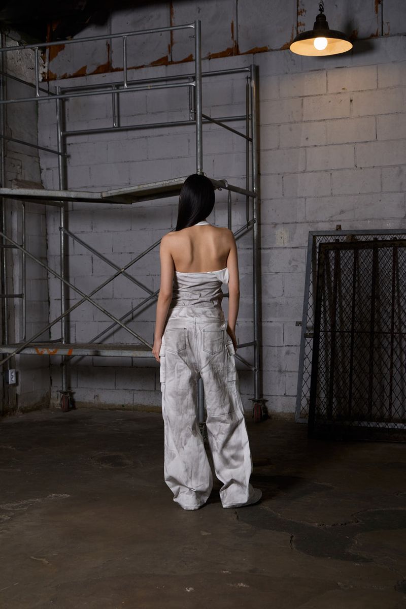 Dirty Washed Layered Halter Neck - White