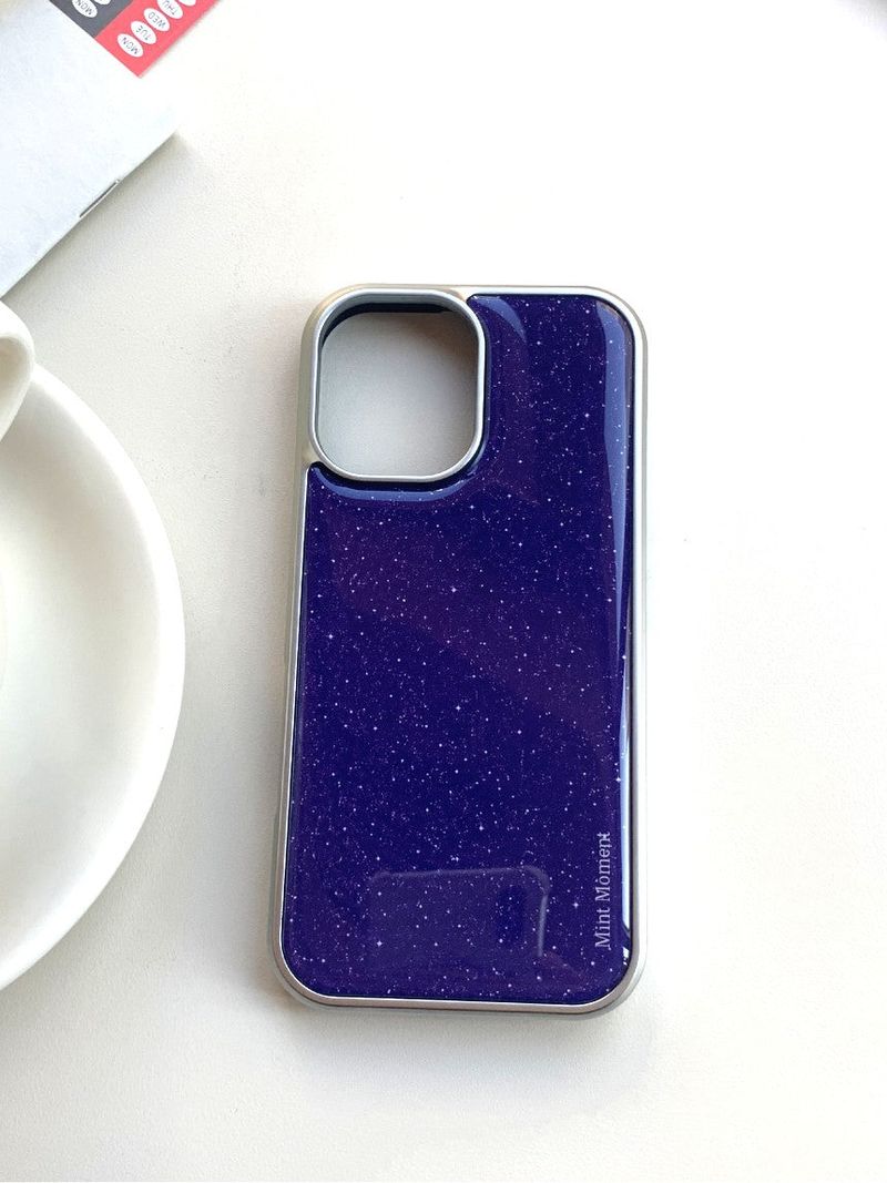 [MADE]パールパープル シルバー エポキシバンパー iPhoneケース