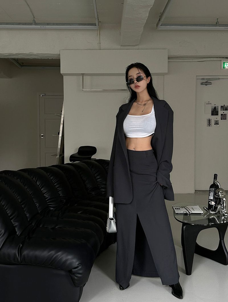 mega deep slit maxi long skirt