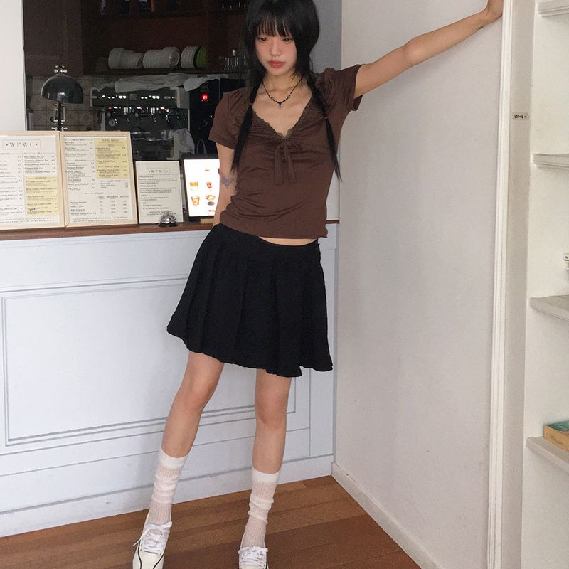 Renka wrap button mini skirt