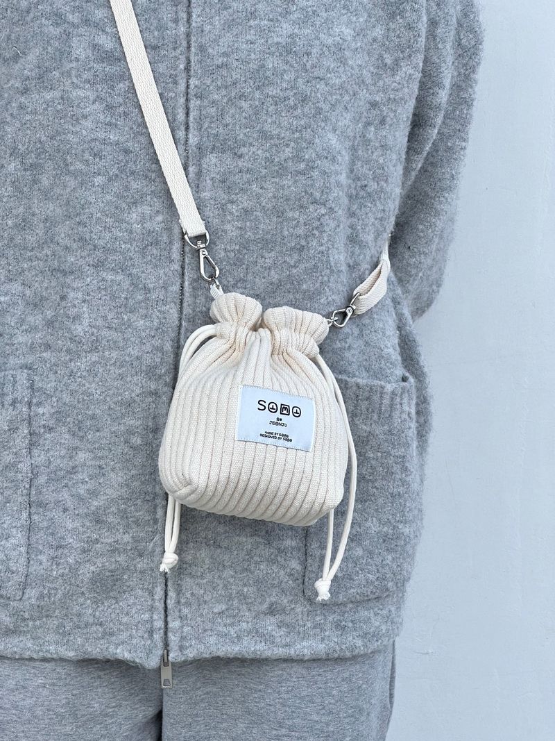 Ribbed fabric String cross bag mini