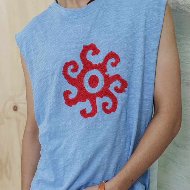 Helio sleeveless top / Haze blue