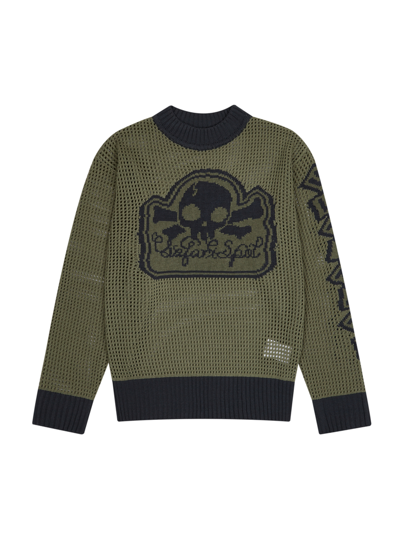 MULTI SKULL MESH KNIT (OLIVE/NAVY)