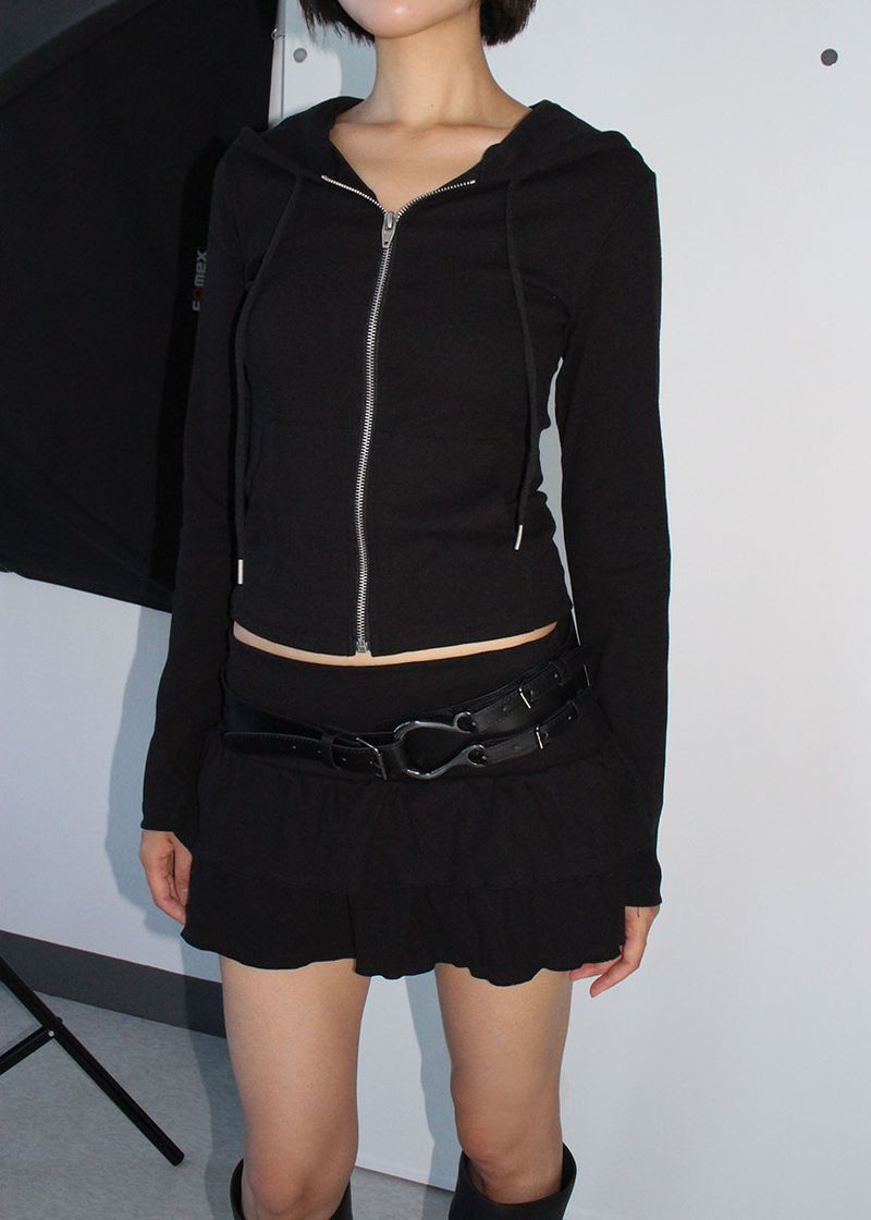 RIB SLIM HOOD ZIP-UP