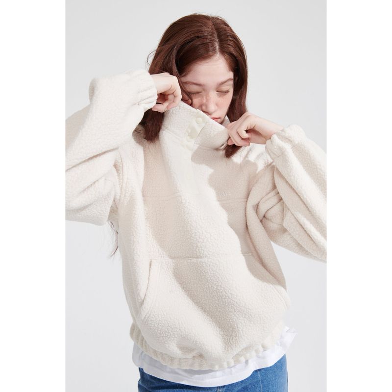 HIGH NECK DUMBLE FLEECE SWEATSHIRT_IVORY