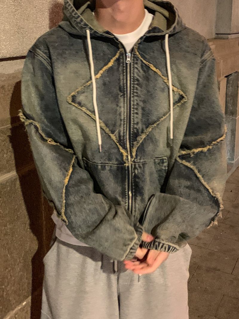 Nanjing vintage denim hooded jacket