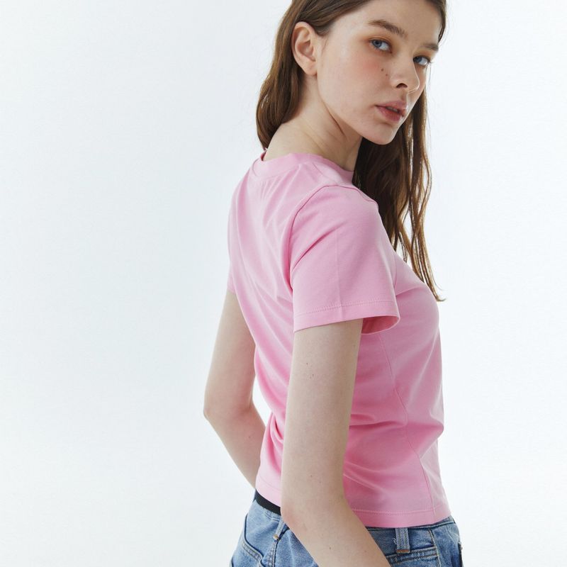 Shape Logo Slim Span T-Shirt Pink