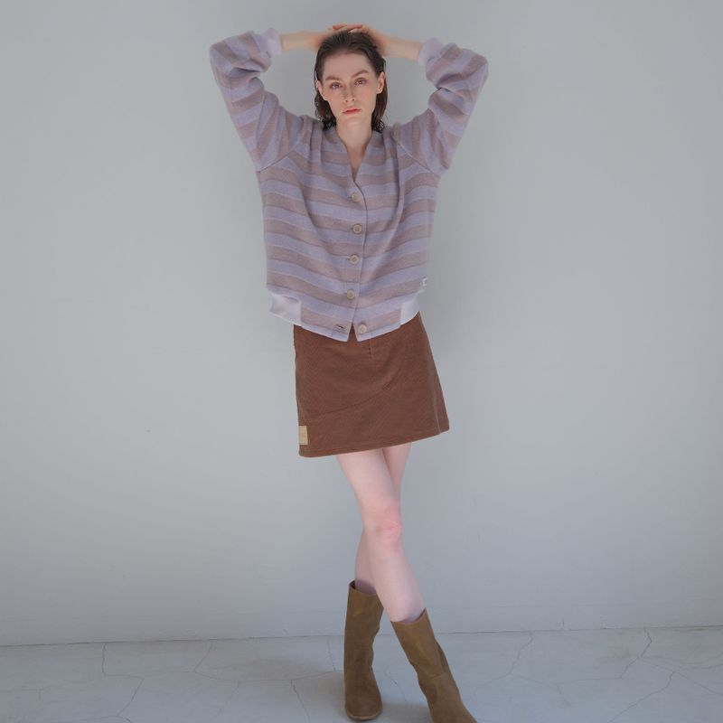 Brown Corduroy Patch Mini-Skirt