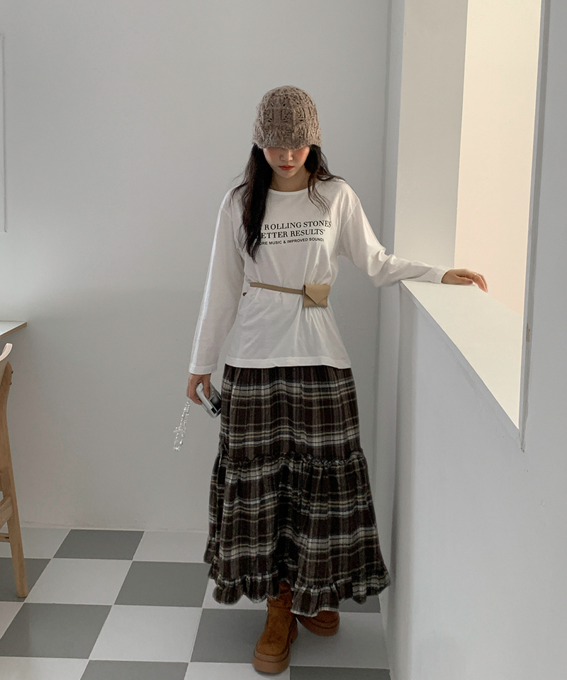 Sorbet Long Checkered Skirt
