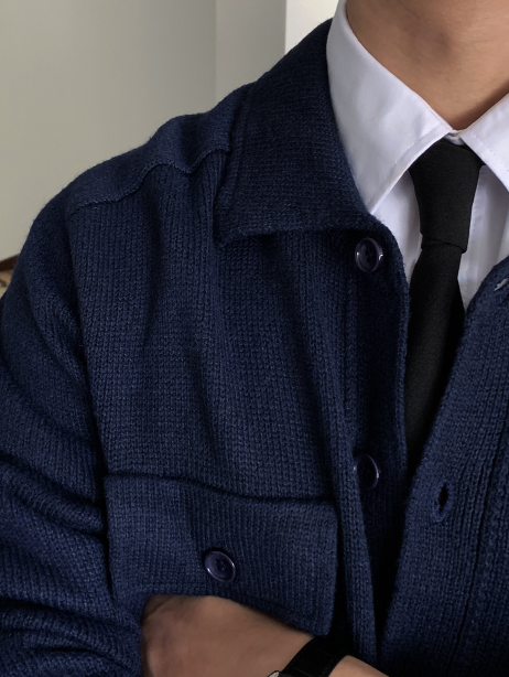 Flap Pocket Collar Knit Cardigan