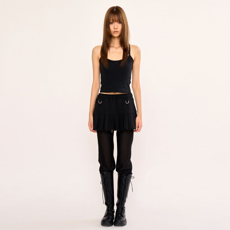 Sweat Pleats Skirt - Black