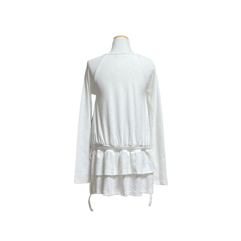 (3color) Frill Layer Ribbon Slub Tee