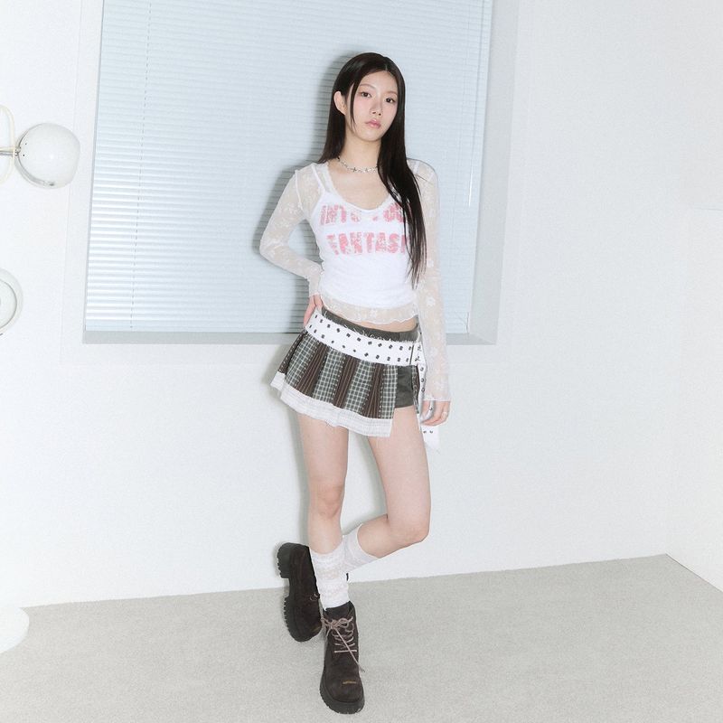 (2nd reorder) seethrough v neck shirring sleeve - white