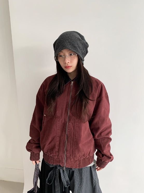 Lano Washing Color Matching Collar Work Jacket