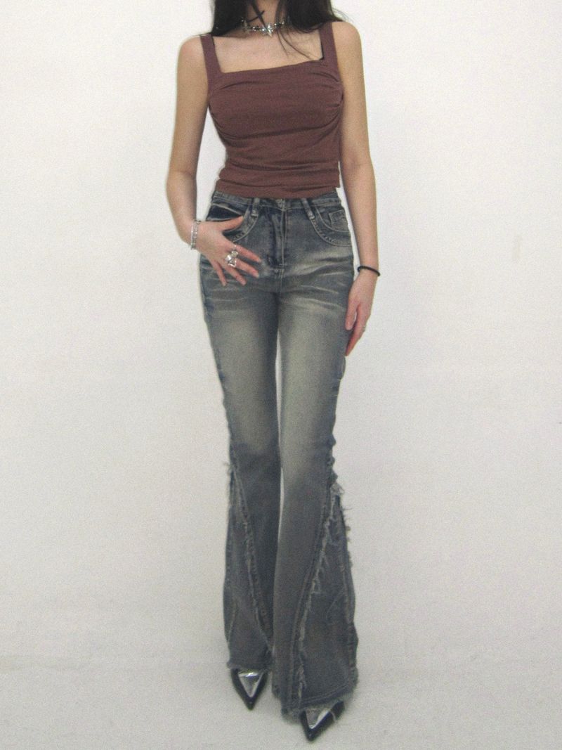 Soft washing bootcut jeans