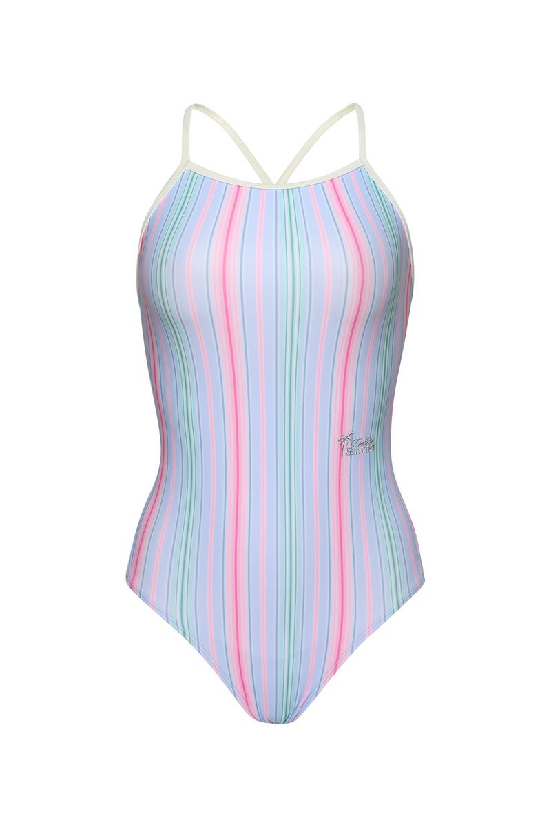 [Milky Stripes_blue cloud] One Piece Swimsuit