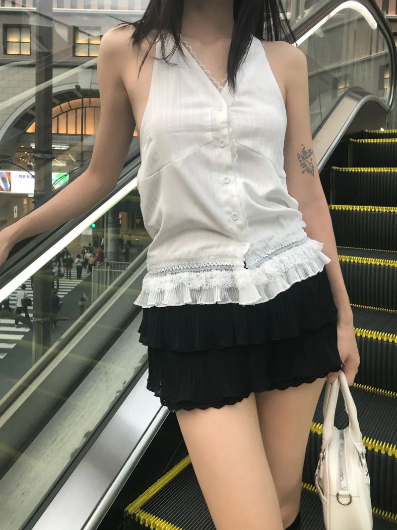 Selly Backless Lace Haler Blouse