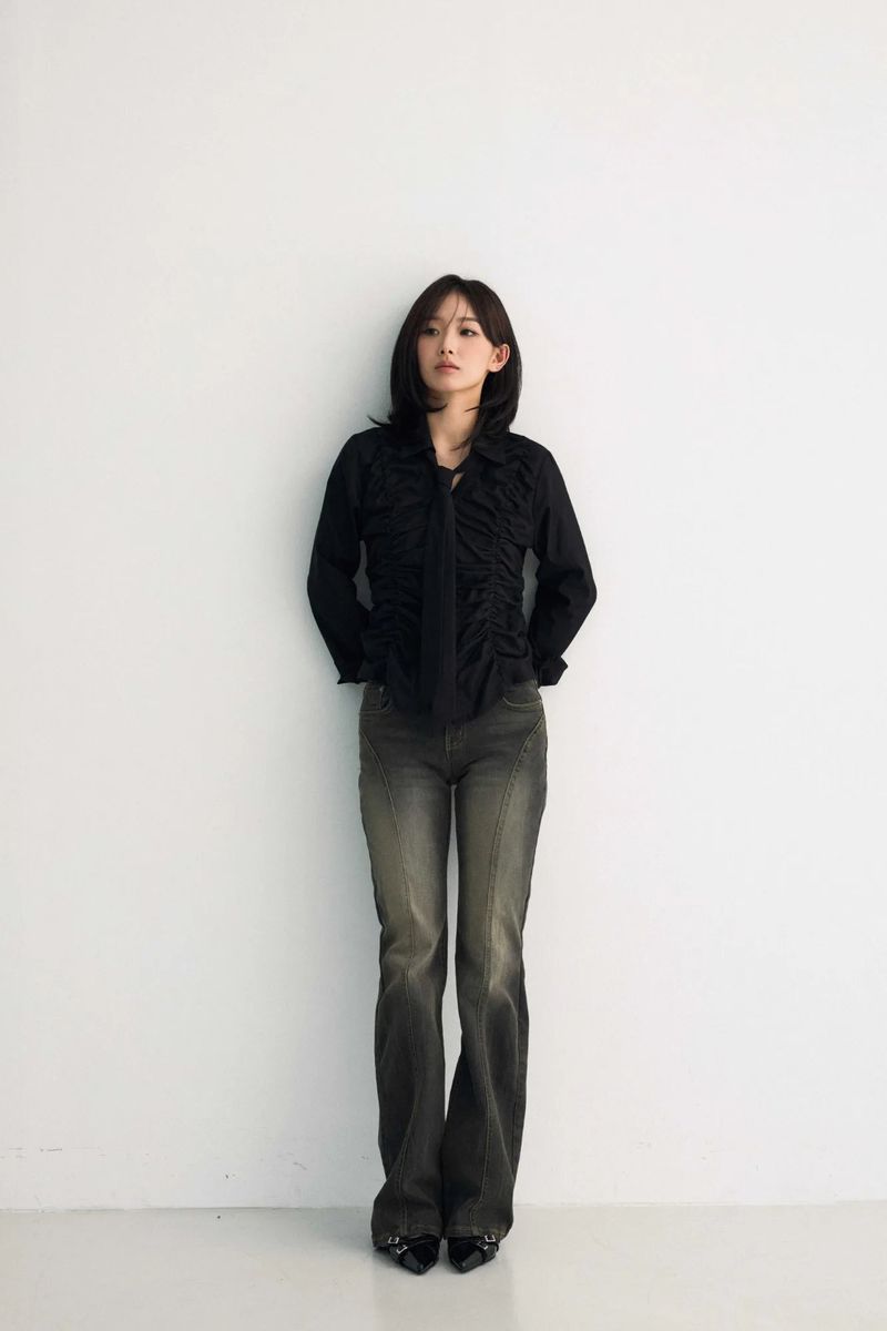 ARIKIM（アリキム）の「ELISE TIE SHIRRING SHIRT / BLACK（Tops）」