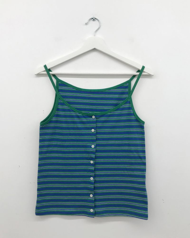 Pobi Striped Button Sleeveless (2color)
