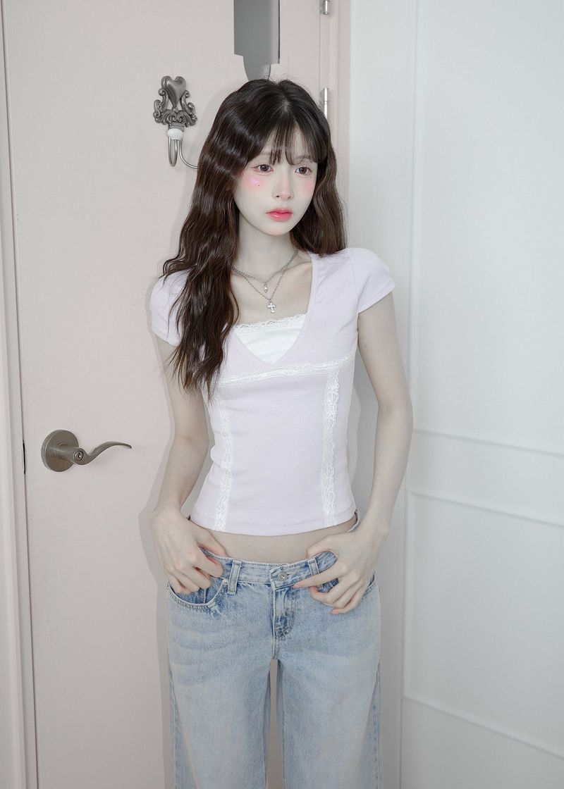 [MADE] Okiel Lace Short Sleeve Tee