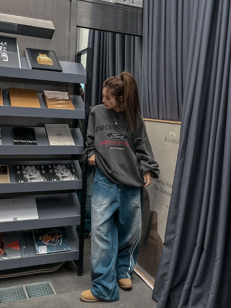 Ford washing oversized printed sweatshirt