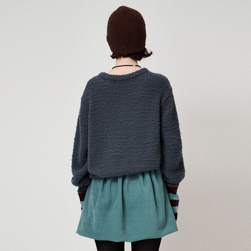 FLUFFY KNIT PULLOVER, CHARCOAL