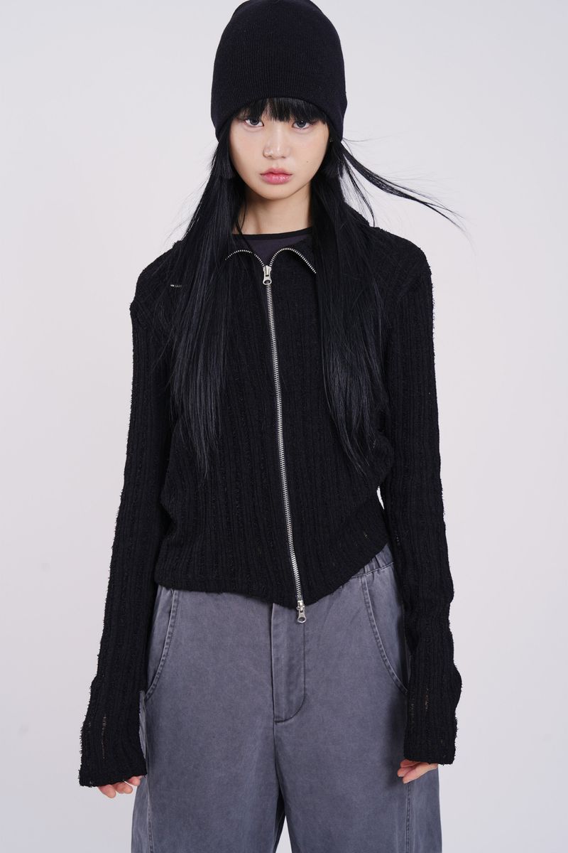 Raucohouse(ラウコハウス)の「Drizzle high-neck zip up cardigan(Tops)」